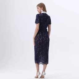 Women's French-Style Elegant Dress - Noble Fashion, Lace with Contrast Collar, Drawstrings, 3D Pockets, Bodycon Fit 2025 Summer