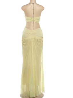 Beyprern Sexy Rhinestone Chain Halter Backless Maxi Dress Women 2026 Summer Cut Out Ruched Club Vestidos Bodycon Long Dresses