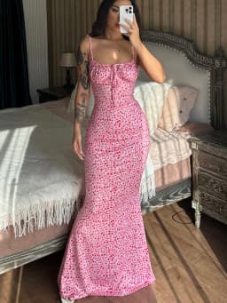 Hugcitar Floral Print Sleeveless Backless Slips Lace Up Maxi Dress Sexy Bodycon Summer Elegant Outfits Holiday Party Wholesale