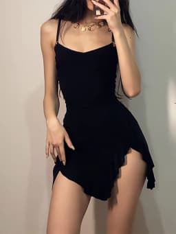 Summer Sexy Women's Sleeveless Mini Dress Backless Strap Black Bodycon Split A-Line Elegant Streetwear Party Wear