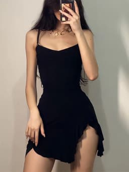Summer Sexy Women's Sleeveless Mini Dress Backless Strap Black Bodycon Split A-Line Elegant Streetwear Party Wear