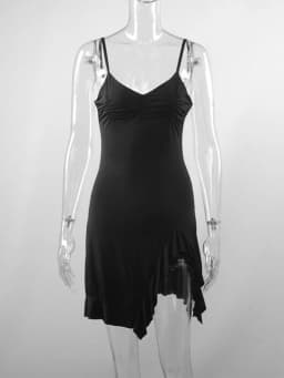 Summer Sexy Women's Sleeveless Mini Dress Backless Strap Black Bodycon Split A-Line Elegant Streetwear Party Wear