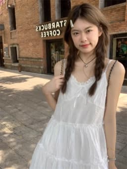 Korobov Lace Slip Dress Women's Clothing Summer A-line Puffy Skirt Y2k Vintage Short Dresses Korean Fashion Vestidos Para Mujer
