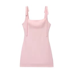 Summer 2025 Women's Short Slim Fit Dress with Strap Knot Elasticity New Arrival Fairy Skirt Style Casual Leisure