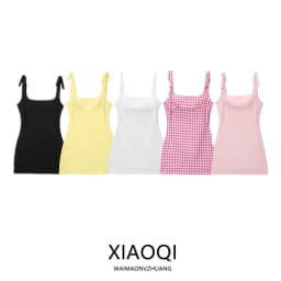 Summer 2025 Women's Short Slim Fit Dress with Strap Knot Elasticity New Arrival Fairy Skirt Style Casual Leisure