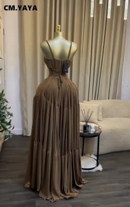 CM.YAYA 2026 Summer Women Halter Sleeveless Strapless Long Maxi Dress Slim Evening Birthday Beach Sexy Vacation Party Dresses