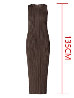 Miyake Pleated Women Dress Summer Sleeveless Long Classic Korean Fashion Casual Elegant Female Lce Water Blue Beach Dress TP5045