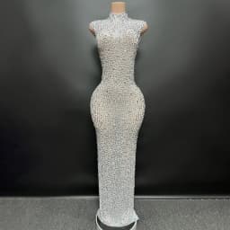 Elegant Luxury Crystal Party Dress Birthday Celebration Dress Bride Diamond Long Prom Dress Mother Formal Grand Party Dress
