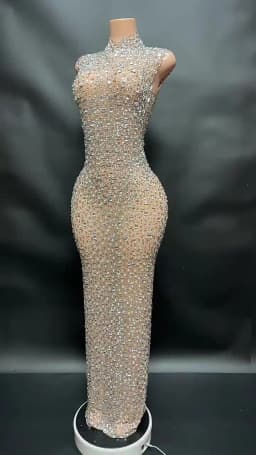 Elegant Luxury Crystal Party Dress Birthday Celebration Dress Bride Diamond Long Prom Dress Mother Formal Grand Party Dress
