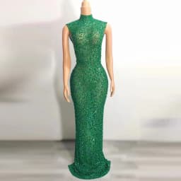 Elegant Luxury Crystal Party Dress Birthday Celebration Dress Bride Diamond Long Prom Dress Mother Formal Grand Party Dress