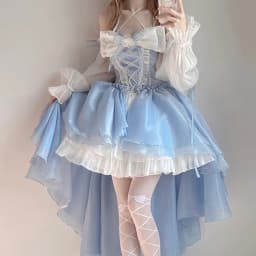 2024 New French Romantic Lolita Elegant Dress Irregular Cosplay Princess Puff Sleeve Bowknot Flower Mesh Fantastic Fairy Dresses