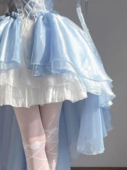 2024 New French Romantic Lolita Elegant Dress Irregular Cosplay Princess Puff Sleeve Bowknot Flower Mesh Fantastic Fairy Dresses