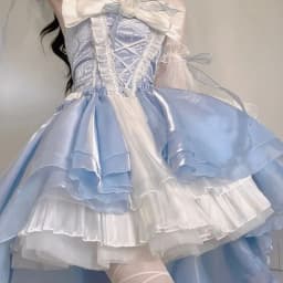 2024 New French Romantic Lolita Elegant Dress Irregular Cosplay Princess Puff Sleeve Bowknot Flower Mesh Fantastic Fairy Dresses