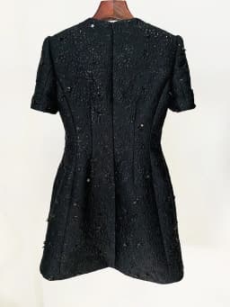 HIGH STREET Newest 2026 Designer Fashion Stylish Dress Women's Beaded Floral Jacquard Trimmed Dress