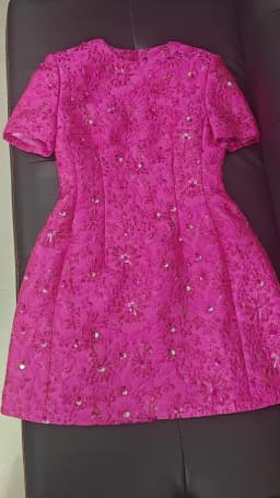 HIGH STREET Newest 2026 Designer Fashion Stylish Dress Women's Beaded Floral Jacquard Trimmed Dress