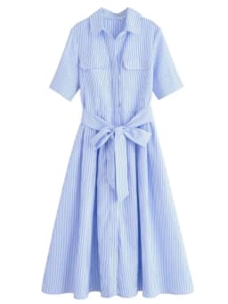Women's Short Sleeve Shirt Dress With Casual Pockets Decoration Classic Long Dresses Summer Fashion Lapel Vestidos Para Mujer