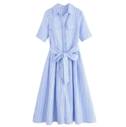 Women's Short Sleeve Shirt Dress With Casual Pockets Decoration Classic Long Dresses Summer Fashion Lapel Vestidos Para Mujer