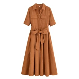 Women's Short Sleeve Shirt Dress With Casual Pockets Decoration Classic Long Dresses Summer Fashion Lapel Vestidos Para Mujer