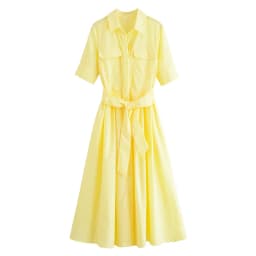 Women's Short Sleeve Shirt Dress With Casual Pockets Decoration Classic Long Dresses Summer Fashion Lapel Vestidos Para Mujer