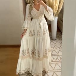 2026 Long Dress Women Summer Boho Floral Print V-Neck Dresses Female Beach Holiday Flowy Dress Ladies Elegant Vintage Vestidos
