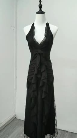 France Vintage Slim Slash Neck Sleeveless Dress Women Gothic Y2k V-neck Black Summer Dresses High Street Chic Skinny Clothing