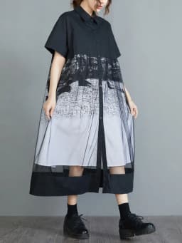 short sleeve black mesh vintage floral new in dresses for women casual loose long summer shirt dress elegant clothing 2026