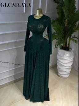 CM.YAYA Women Lace Up O-neck Long Sleeve Big Swing A-line Maxi Dress 2026 Sexy Parties Education Vacation Long Dresses Vestidos