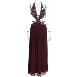 Townlike Leopard A-line Maxi Long Dress Women Halter 2026 Spring Summer Dress Deep V Neck Split Nightclub Sexy Party Dresses