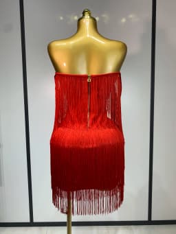 Women Sexy Strapless Tassel Off Shoulder Bandage Dress Fancy Club Celebrity Evening Party Mini Bodycon Dress Birthday Vestido