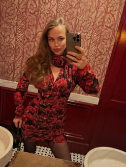 Casual Printed 3D Flower Dress Women Full Sleeve V-Neck Pleated Hip Package Lady Mini Dresses 2026 Summer Female Vacation Robe