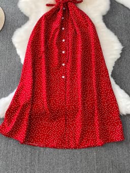 Summer Women Polka Dot Long Dress Vintage V-Neck Flying Sleeve High Waist Single Breasted A-Line Casual Vestidos Female Robe New