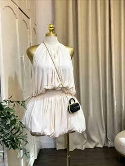 CM.YAYA Women Dress Sleeveless Halter Ruched Ball Gown Mini Dress with Shorts 2026 Beach Party Elegant Holiday Birthday Outfits