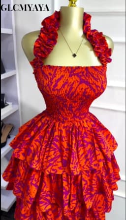 GLCMYAYA Women Floral Printed Cascading Ruffles Ball Gown Midi Maxi Long Dress Birthday Vacation Holiday Party Dresses Vestidos