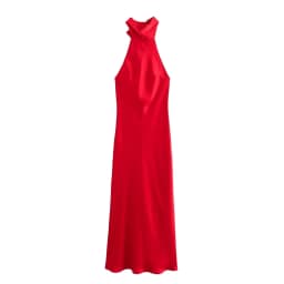 BSAY Dress for Women Fashion 2024 Autumn New Bow Sexy Backless French Elegant Halter Neck Satin Texture Midi Dresses