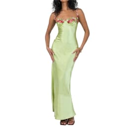 Lamuusaa Sexy Corset Dresses for Women y2k Low Cut Satin Spaghetti Strap Sleeveless Bodycon Dresses Going Out Party Dresses