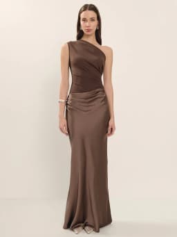 Mozision Satin Inclined Shoulder Sexy Maxi Dress Women Fashion Patchwork Sleeveless Backless Bodycon Evening Club Party Dress