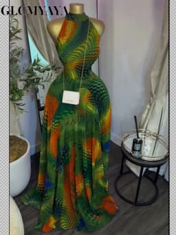 GLCMYAYA Women Printed Sleeveless with Sashes Fit and Flare A-line Maxi Dress 2026 Streetwear Beach Holiday Long Dresses Vestido