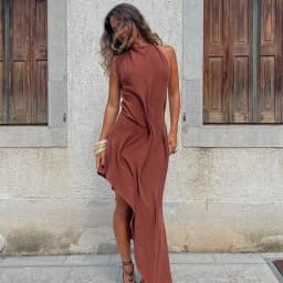 Women Fashion Pleated Irregular Slim Long Skirt Sexy Solid Backless Off-shoulder Dress New Dating Party Festival Club Prom Gown