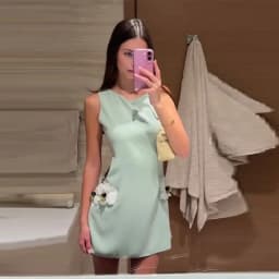 Women's Elegant 3d Flower Sleeveless Mini Dress Lady Light Green Vacation Party Dresses Stylish Female New Trend Summer Clothes