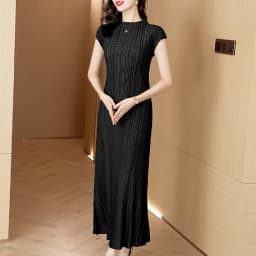 Casual Fashion Pleated Skirt Midi Dress High Waist Slit Polyester Fiber Summer Elegant Women's Dress Daily Wear H-Shape