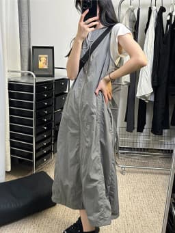 American Grey Workwear Functional Style Vest Skirt Women's plus Size Slimming Design Zipper Strap Dress Casual A-Line Skirt