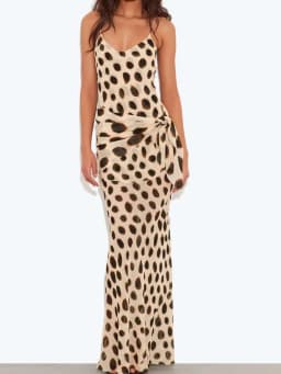 Sexy Polka Dot Print Sling Maxi Dress Women Fashion V-neck Spaghetti Strap Sleeveless Backless Dresses Summer Lady Vacation Robe