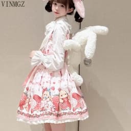 Falling Rabbit Berry Lolita Pink Cute SJK Dress Lolita Big Skirt Girls Birthday Show Cake Dress birthday dress for women
