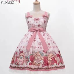 Falling Rabbit Berry Lolita Pink Cute SJK Dress Lolita Big Skirt Girls Birthday Show Cake Dress birthday dress for women