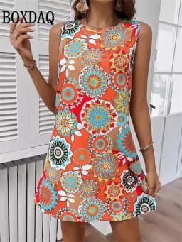 Summer Hawaii Scenery 3D Print Beach Dresses Women Loose Party Dress Sleeveless Sundress Casual Flower Tank Short Dresses 2025