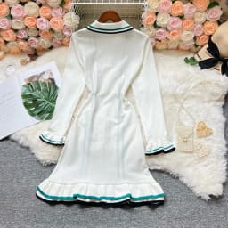 YuooMuoo Brand Fashion Women Knitted Mini Dress Ins Hot Sexy Package Hips Ruffled Party Dress Streetwear Lady Outfits Vestidos