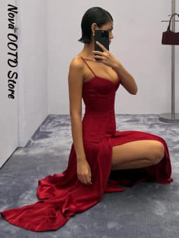 Slit Waist Cinching Evening Dress V Neck Sleeveless Slim Irregular Long Women's Summer Dresses New Elegant Party Robe 2026