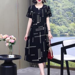 New Hot Fashion 2025 Casual Print Women Summer Dresses For Women Clothing Cotton Vintage Dress Plus Size