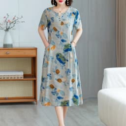 New Hot Fashion 2025 Casual Print Women Summer Dresses For Women Clothing Cotton Vintage Dress Plus Size