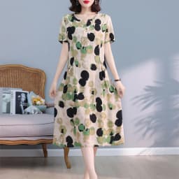 New Hot Fashion 2025 Casual Print Women Summer Dresses For Women Clothing Cotton Vintage Dress Plus Size